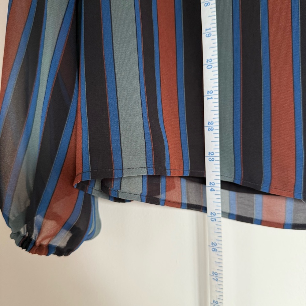 Madewell Women's Size 2X Academy Stripe Retro Blouse Top Sheer Sleeve Modern - Picture 8 of 10